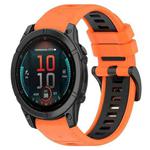 For Garmin Fenix E 47mm Sports Two-Color 22mm Silicone Watch Band(Orange+Black)