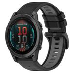 For Garmin Fenix E 47mm Sports Two-Color 22mm Silicone Watch Band(Black+Grey)