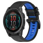 For Garmin Fenix E 47mm Sports Two-Color 22mm Silicone Watch Band(Black+Blue)