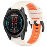 For Garmin Fenix E 47mm Sports Two-Color 22mm Silicone Watch Band(Starlight+Orange)