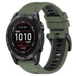 For Garmin Epix Pro 42mm 20mm Sports Two-Color Silicone Watch Band(Olive Green+Black)