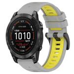 For Garmin Epix Pro 42mm 20mm Sports Two-Color Silicone Watch Band(Grey+Yellow)