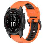 For Garmin Fenix 7S 20mm Sports Two-Color Silicone Watch Band(Orange+Black)