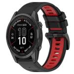 For Garmin Fenix 7S 20mm Sports Two-Color Silicone Watch Band(Black+Red)