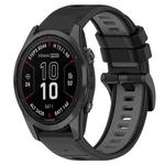 For Garmin Fenix 7S 20mm Sports Two-Color Silicone Watch Band(Black+Grey)