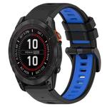 For Garmin Fenix 7S Solar 20mm Sports Two-Color Silicone Watch Band(Black+Blue)