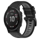 For Garmin Fenix 6S 20mm Sports Two-Color Silicone Watch Band(Black+Grey)