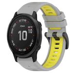 For Garmin Fenix 6S 20mm Sports Two-Color Silicone Watch Band(Grey+Yellow)