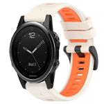 For Garmin Fenix 5S 20mm Sports Two-Color Silicone Watch Band(Starlight+Orange)