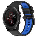 For Garmin Fenix 5S Plus 20mm Sports Two-Color Silicone Watch Band(Black+Blue)