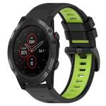 For Garmin Fenix 5S Plus 20mm Sports Two-Color Silicone Watch Band(Black+Lime Green)