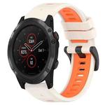 For Garmin Fenix 5S Plus 20mm Sports Two-Color Silicone Watch Band(Starlight+Orange)