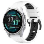 For Garmin Fenix 8 AMOLED 43mm Sports Two-Color 20mm Silicone Watch Band(White+Black)