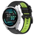 For Garmin Fenix 8 AMOLED 43mm Sports Two-Color 20mm Silicone Watch Band(Black+Lime Green)