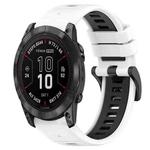 For Garmin Fenix 7X Pro 51mm Sports Two-Color 26mm Silicone Watch Band(White+Black)