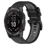 For Garmin Fenix 7X Pro 51mm 26mm Sports Two-Color Silicone Watch Band(Black+Grey)