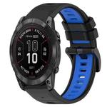 For Garmin Fenix 7X Pro 51mm 26mm Sports Two-Color Silicone Watch Band(Black+Blue)