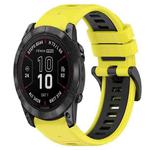 For Garmin Fenix 7X Pro 51mm 26mm Sports Two-Color Silicone Watch Band(Yellow+Black)