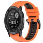 For Garmin Instinct 2X Solar 26mm Sports Two-Color Silicone Watch Band(Orange+Black)