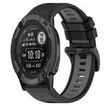 For Garmin Instinct 2X Solar 26mm Sports Two-Color Silicone Watch Band(Black+Grey)