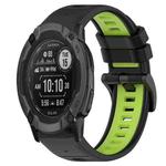 For Garmin Instinct 2X Solar 26mm Sports Two-Color Silicone Watch Band(Black+Lime Green)