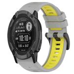 For Garmin Instinct 2X Solar 26mm Sports Two-Color Silicone Watch Band(Grey+Yellow)