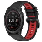 For Garmin Tactix 7 Pro 26mm Sports Two-Color Silicone Watch Band(Black+Red)