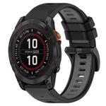 For Garmin Fenix 7X Solar 26mm Sports Two-Color Silicone Watch Band(Black+Grey)
