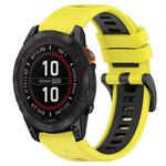 For Garmin Fenix 7X Solar 26mm Sports Two-Color Silicone Watch Band(Yellow+Black)