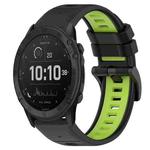 For Garmin Tactix Delta 26mm Sports Two-Color Silicone Watch Band(Black+Lime Green)