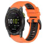 For Garmin Enduro 2 26mm Sports Two-Color Silicone Watch Band(Orange+Black)