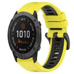 For Garmin Fenix 6X 26mm Sports Two-Color Silicone Watch Band(Yellow+Black)