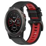 For Garmin Fenix 5X Sapphire 26mm Sports Two-Color Silicone Watch Band(Black+Red)