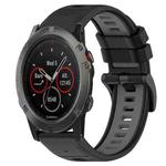 For Garmin Fenix 5X Sapphire 26mm Sports Two-Color Silicone Watch Band(Black+Grey)