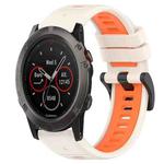 For Garmin Fenix 5X Sapphire 26mm Sports Two-Color Silicone Watch Band(Starlight+Orange)