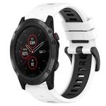 For Garmin Fenix 5X Plus 26mm Sports Two-Color Silicone Watch Band(White+Black)