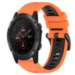 For Garmin Fenix 5X Plus 26mm Sports Two-Color Silicone Watch Band(Orange+Black)