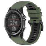 For Garmin Fenix 3 26mm Sports Two-Color Silicone Watch Band(Olive Green+Black)