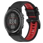 For Garmin Fenix 3 26mm Sports Two-Color Silicone Watch Band(Black+Red)