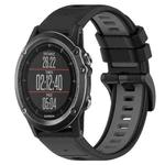 For Garmin Fenix 3 HR 26mm Sports Two-Color Silicone Watch Band(Black+Grey)