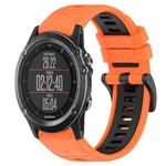 For Garmin Fenix 3 Sapphire 26mm Sports Two-Color Silicone Watch Band(Orange+Black)