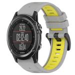 For Garmin Fenix 3 Sapphire 26mm Sports Two-Color Silicone Watch Band(Grey+Yellow)