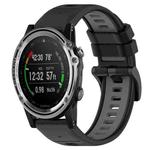 For Garmin Descent MK 1 26mm Sports Two-Color Silicone Watch Band(Black+Grey)