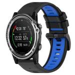 For Garmin Descent MK 1 26mm Sports Two-Color Silicone Watch Band(Black+Blue)