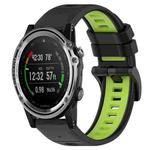 For Garmin Descent MK 1 26mm Sports Two-Color Silicone Watch Band(Black+Lime Green)