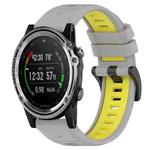 For Garmin Descent MK 1 26mm Sports Two-Color Silicone Watch Band(Grey+Yellow)