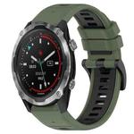 For Garmin Descent MK 2 26mm Sports Two-Color Silicone Watch Band(Olive Green+Black)