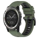 For Garmin D2 Charlie 26mm Sports Two-Color Silicone Watch Band(Olive Green+Black)