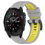 For Garmin Descent Mk3i 51mm 26mm Sports Two-Color Silicone Watch Band(Grey+Yellow)