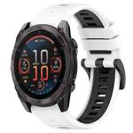 For Garmin Fenix 8 AMOLED 51mm Sports Two-Color 26mm Silicone Watch Band(White+Black)